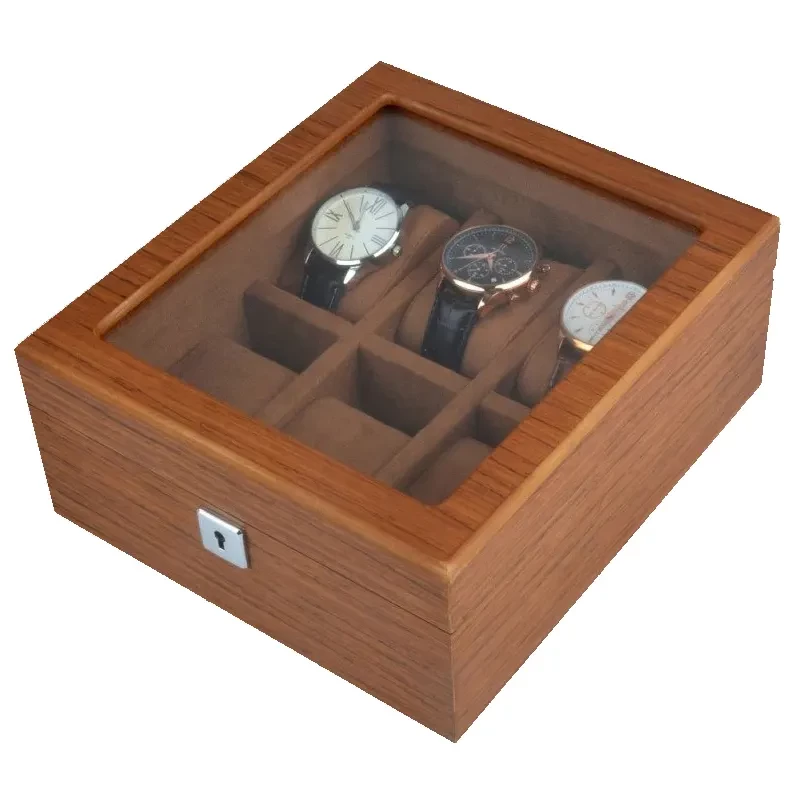 Coffee Wooden Watch Organizer Boxes And Gift Case 6 Slots